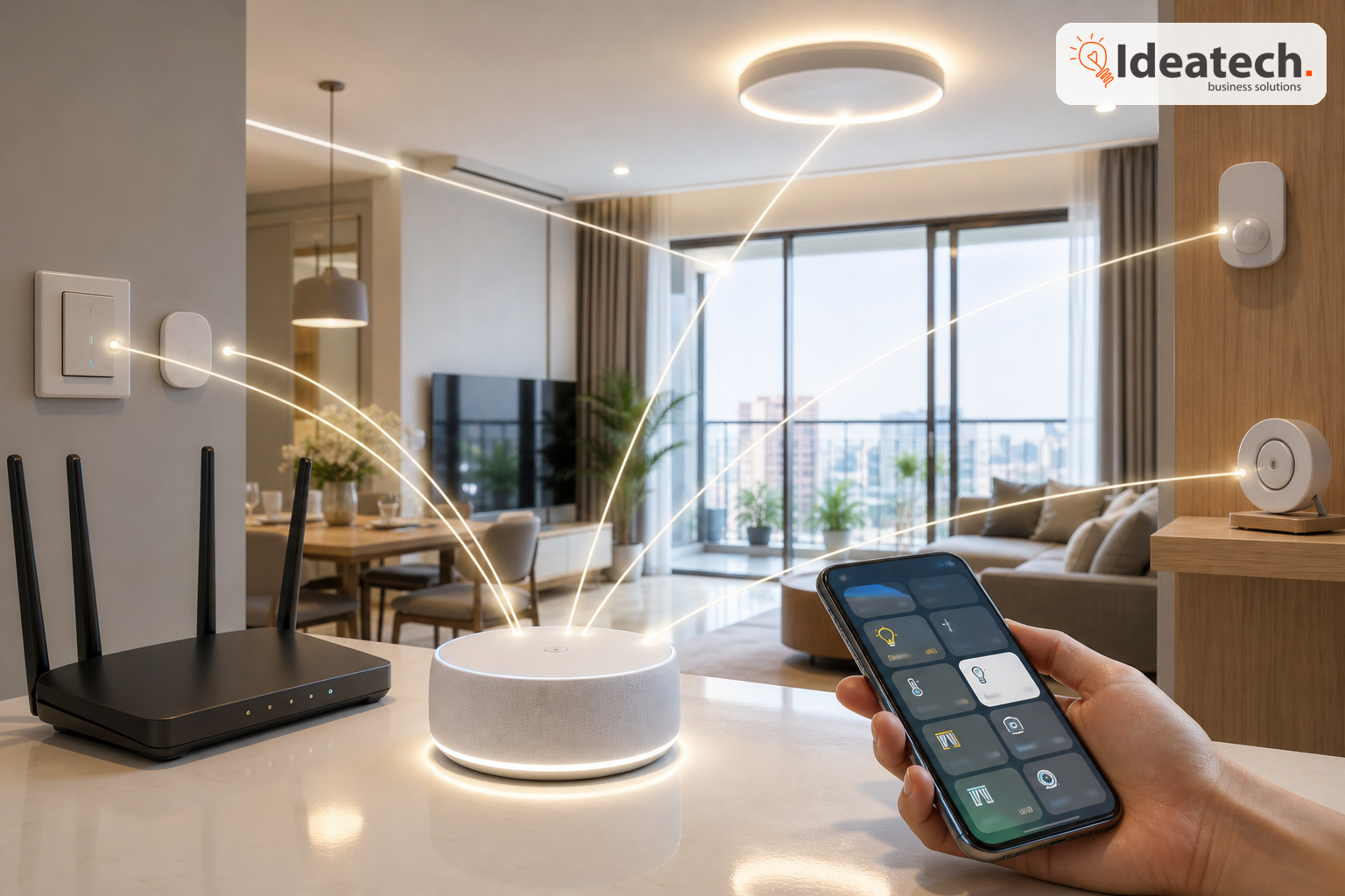 Sơ đồ các thành phần cơ bản của hệ thống nhà thông minh