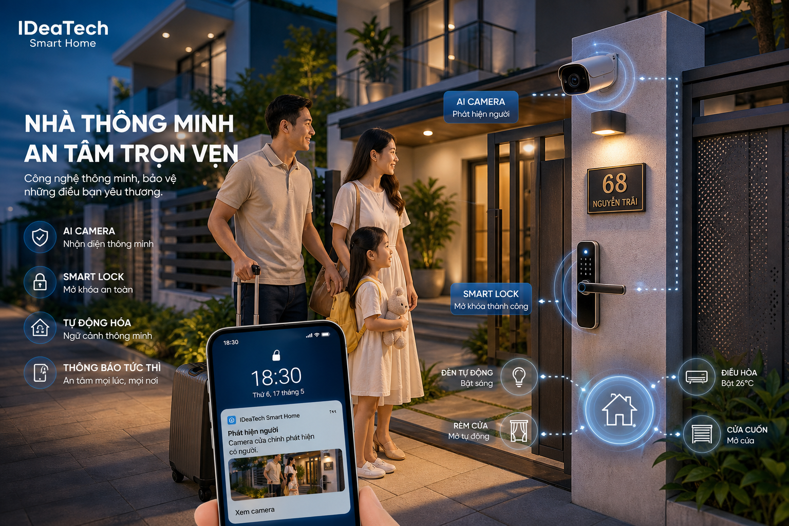 Camera AI kết hợp khóa cửa thông minh tại cửa ra vào
