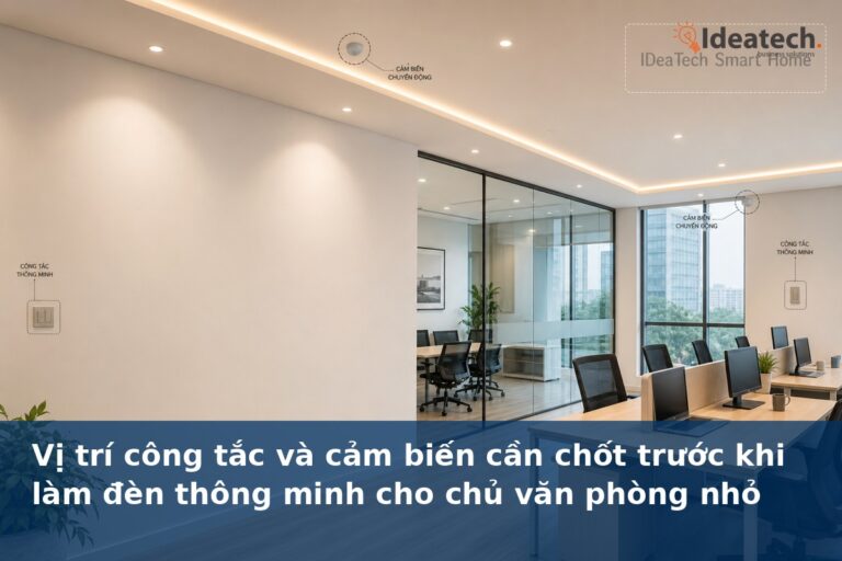 Vị trí công tắc và cảm biến cần chốt trước khi làm đèn thông minh cho văn phòng nhỏ