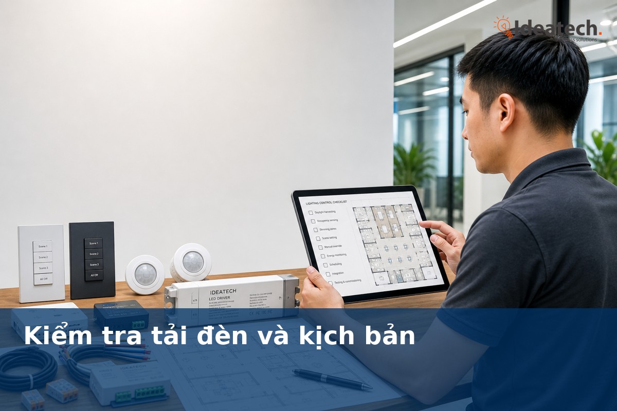 Checklist kiểm tra tải đèn cảm biến và kịch bản trước khi thi công