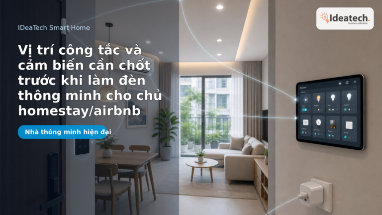 Ảnh đại diện bài viết Vị trí công tắc và cảm biến cần chốt trước khi làm đèn thông minh cho chủ homestay/airbnb