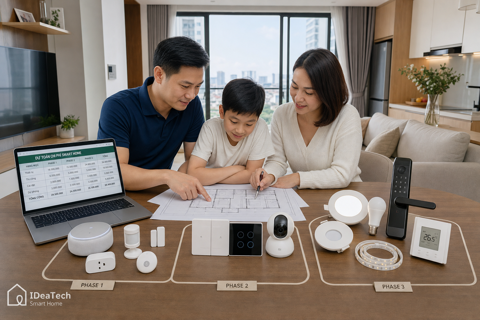 Gia đình lập kế hoạch nâng cấp smarthome theo ngân sách và mặt bằng nhà