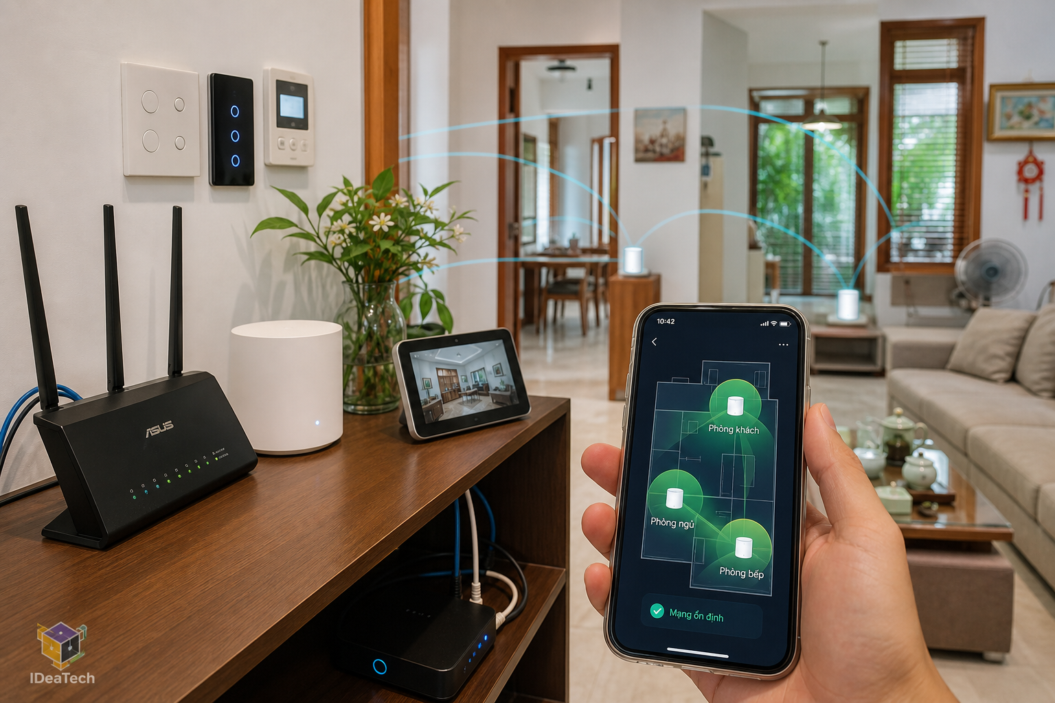 Đánh giá độ phủ Wi Fi và vị trí đặt hub trung tâm trước khi lắp hệ thống nhà thông minh