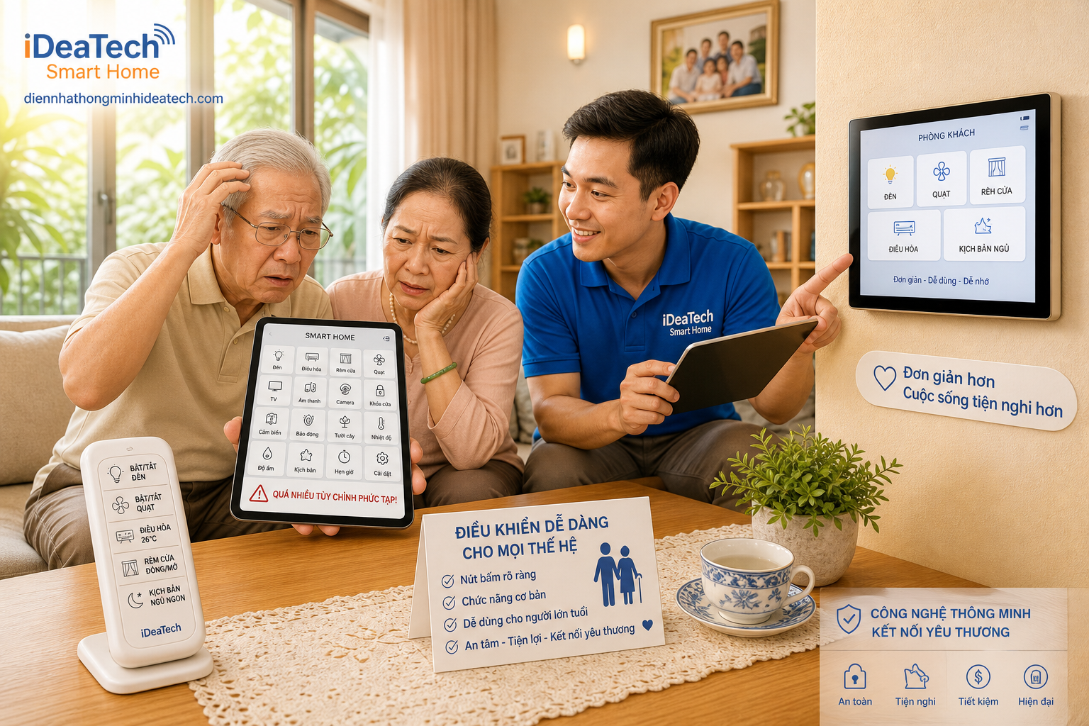 Người lớn tuổi được hỗ trợ đơn giản hóa thao tác smart home bằng công tắc và điều khiển dễ hiểu Người lớn tuổi được hỗ trợ đơn giản hóa thao tác smart home bằng công tắc và điều khiển dễ hiểu