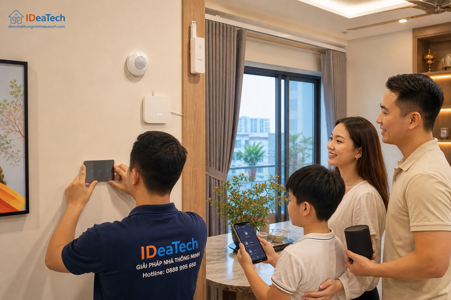 Nâng cấp smart home sau hoàn thiện bằng thiết bị không dây và công tắc thay thế