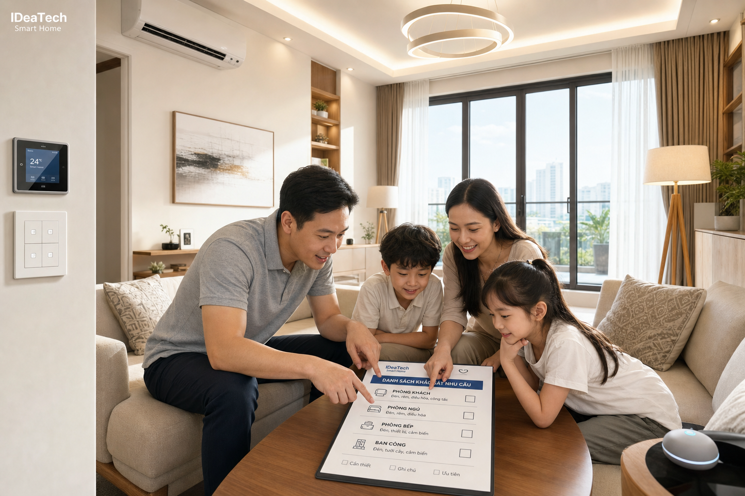 Gia đình rà soát nhu cầu smart home cho phòng khách