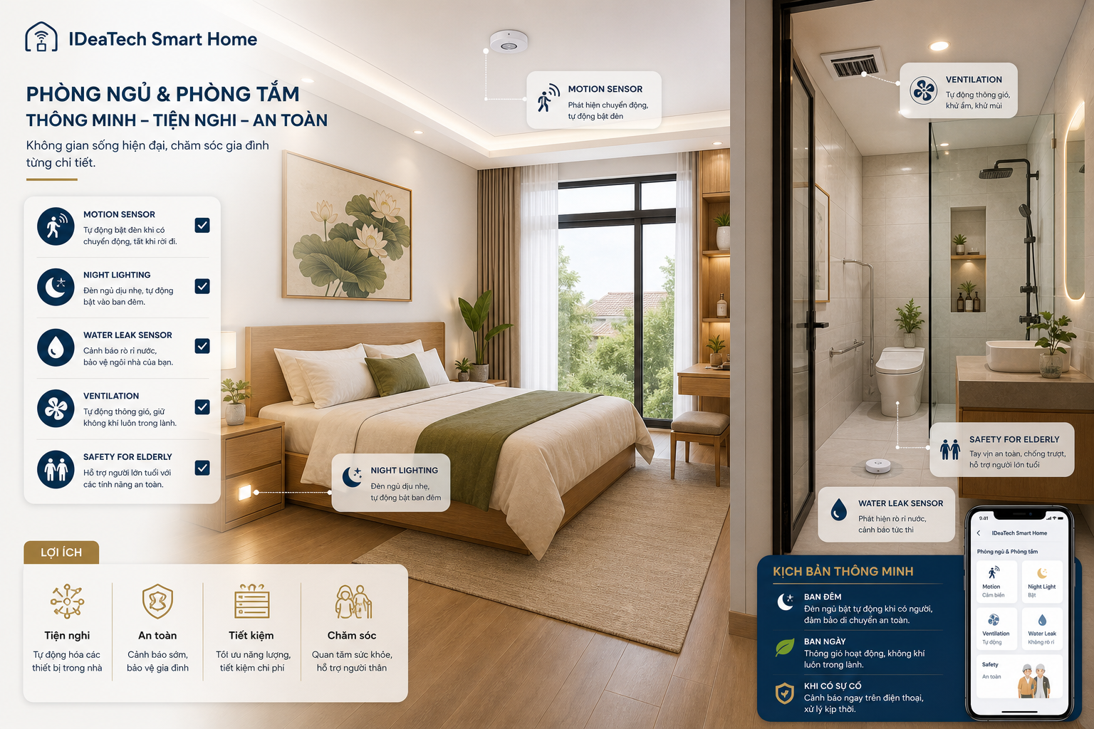 Checklist cảm biến và chiếu sáng cho phòng ngủ phòng tắm