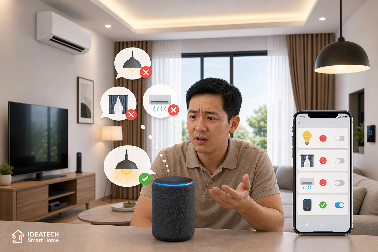 Gia đình gặp lỗi câu lệnh khi dùng trợ lý ảo trong nhà thông minh