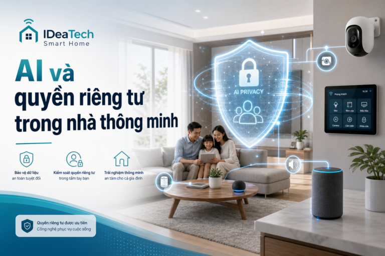 Minh họa AI bảo vệ quyền riêng tư trong nhà thông minh
