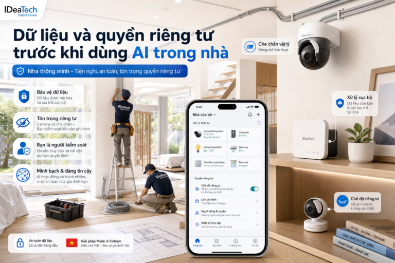 Nhà đang sửa với hub AI, camera có che riêng tư và bảng điều khiển dữ liệu
