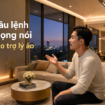 Chủ biệt thự dùng trợ lý ảo điều khiển ánh sáng trong phòng khách
