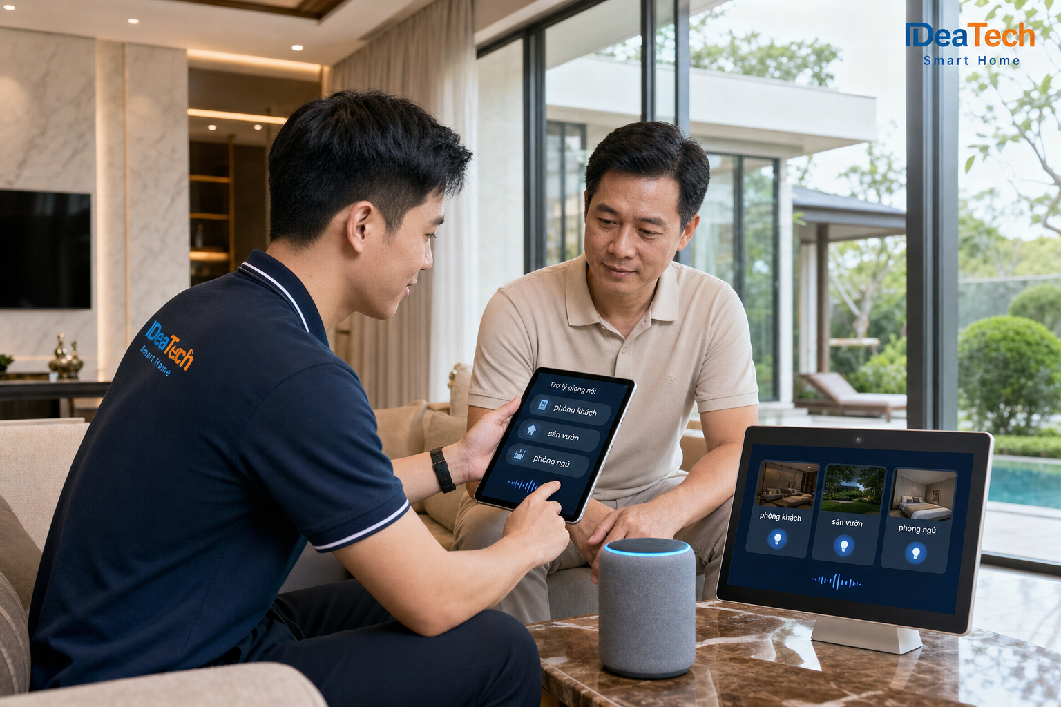 Kỹ thuật viên đặt tên phòng khách sân vườn phòng ngủ trên hệ thống trợ lý ảo