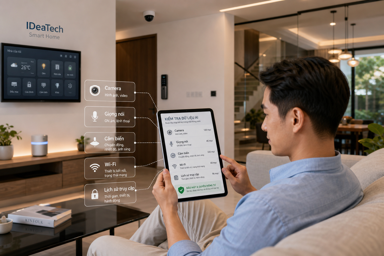 Chủ nhà phố rà soát dữ liệu camera, giọng nói, cảm biến, Wi-Fi và lịch sử truy cập trên máy tính bảng