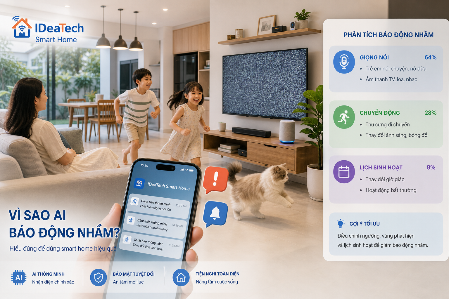Trẻ nhỏ chơi gần tivi, loa thông minh và thú cưng tạo tín hiệu dễ làm AI hiểu nhầm