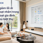 AI nhà thông minh trong phòng khách biệt thự giúp hạn chế kích hoạt nhầm đèn điều hòa và rèm cửa