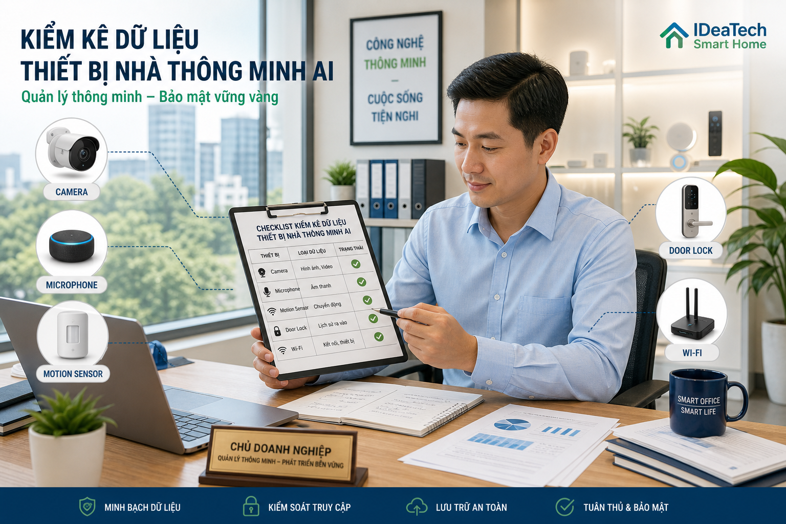 Chủ văn phòng nhỏ kiểm kê dữ liệu camera cảm biến và Wi-Fi trước khi dùng AI