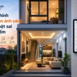 Nhà phố hiện đại với kịch bản ánh sáng thông minh được chỉnh đúng thời điểm