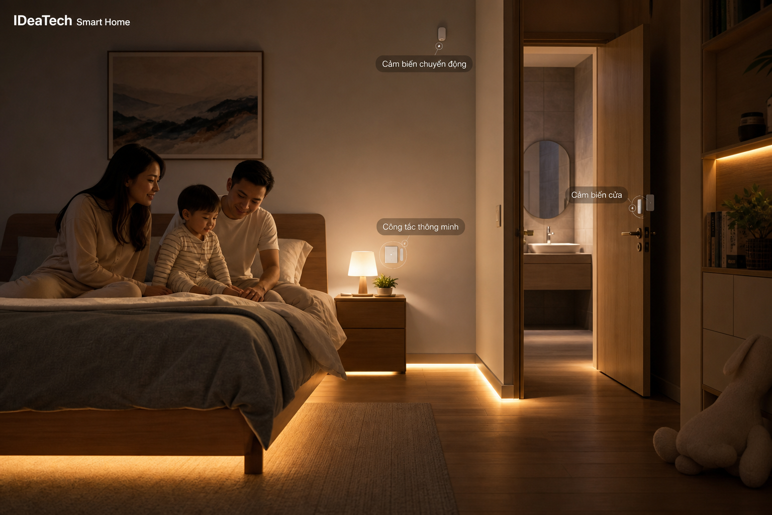 Kịch bản đèn ngủ thông minh an toàn cho trẻ nhỏ