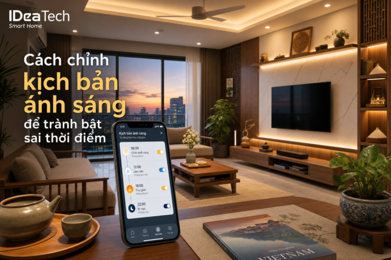 Minh họa chỉnh kịch bản ánh sáng thông minh theo lịch sinh hoạt