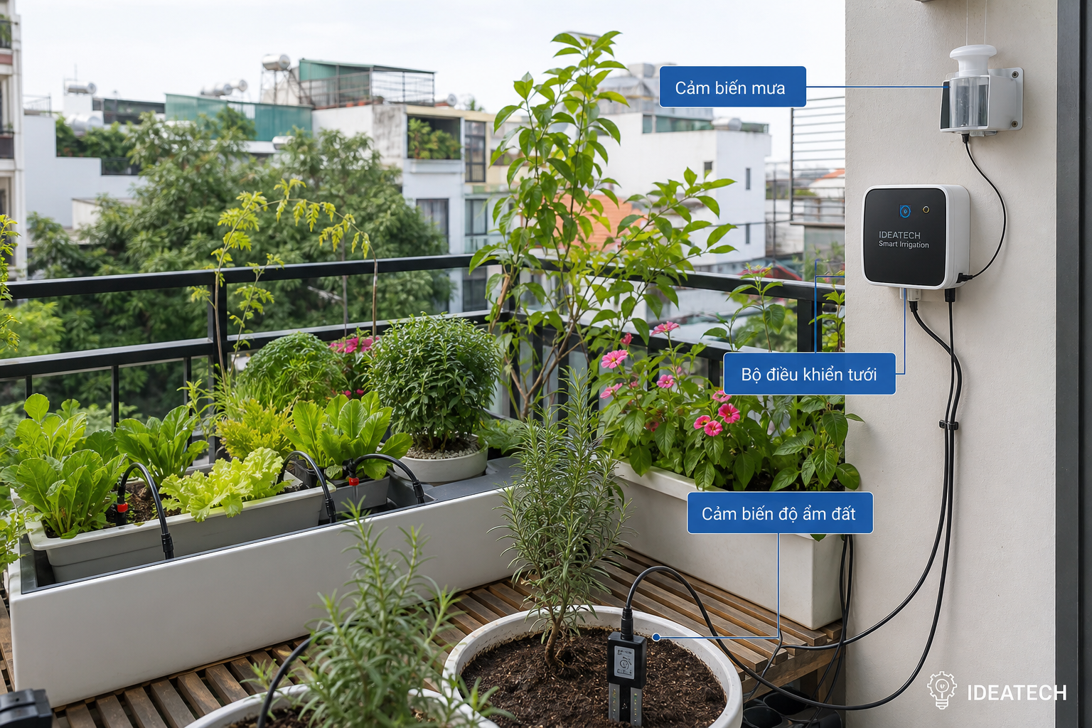 Hệ thống tưới cây tự động thông minh ban công IDEATECH