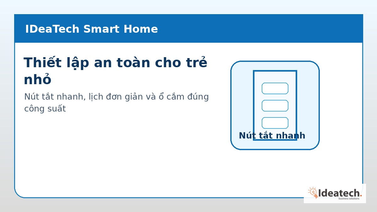 Phụ huynh kiểm tra ứng dụng điều khiển công tắc và ổ cắm thông minh an toàn cho trẻ nhỏ