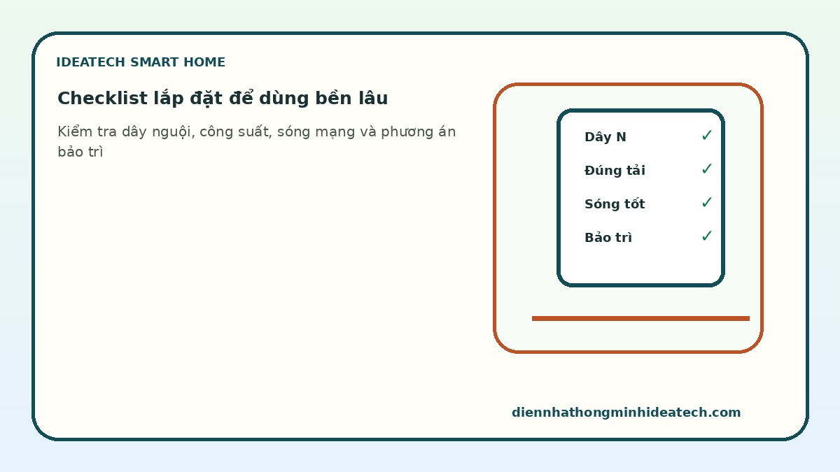 Checklist lắp đặt công tắc thông minh bền và ổn định