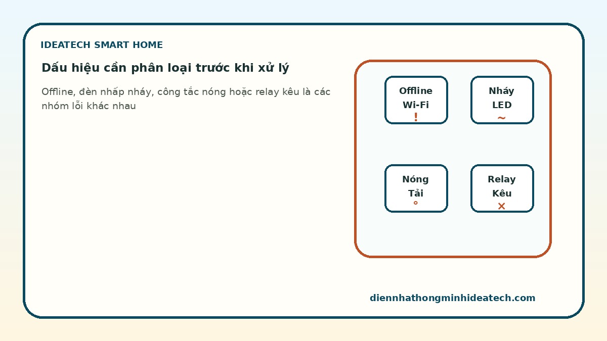 Các dấu hiệu công tắc thông minh mất kết nối nhấp nháy đèn và quá tải trong biệt thự