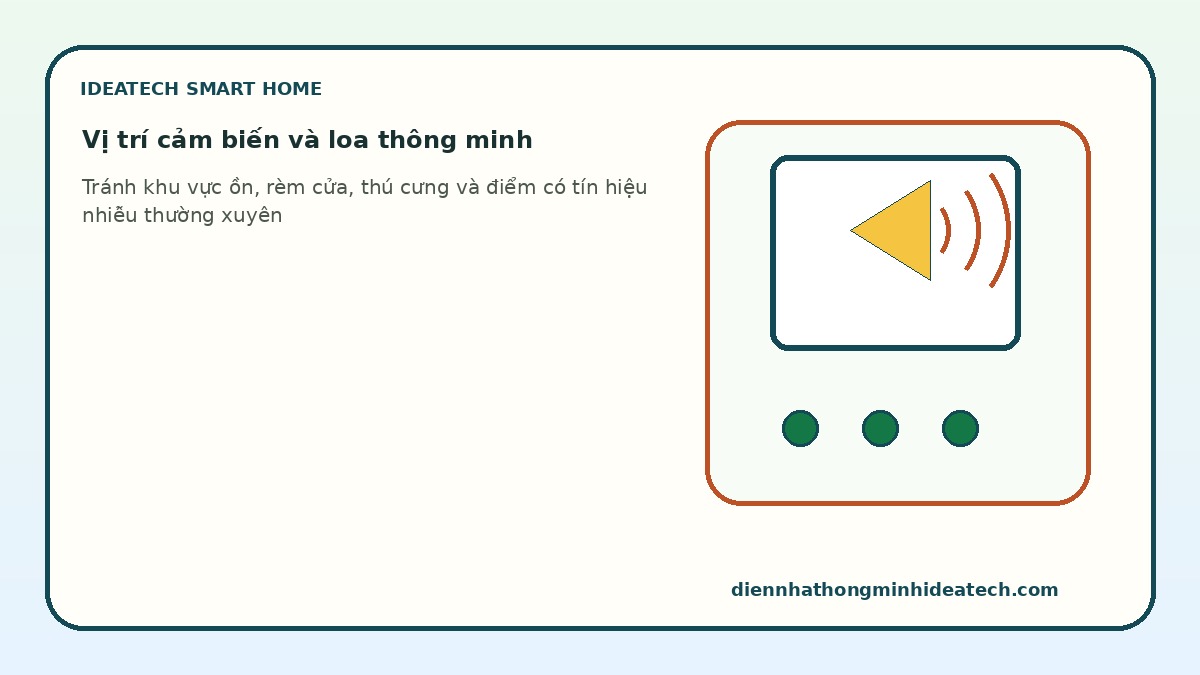 Vị trí lắp cảm biến và loa thông minh để hạn chế kích hoạt nhầm