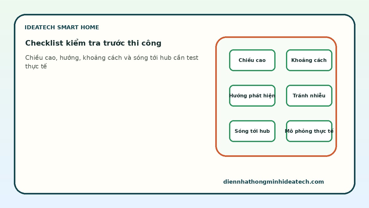 Checklist kiểm tra vị trí lắp cảm biến trước khi thi công smarthome