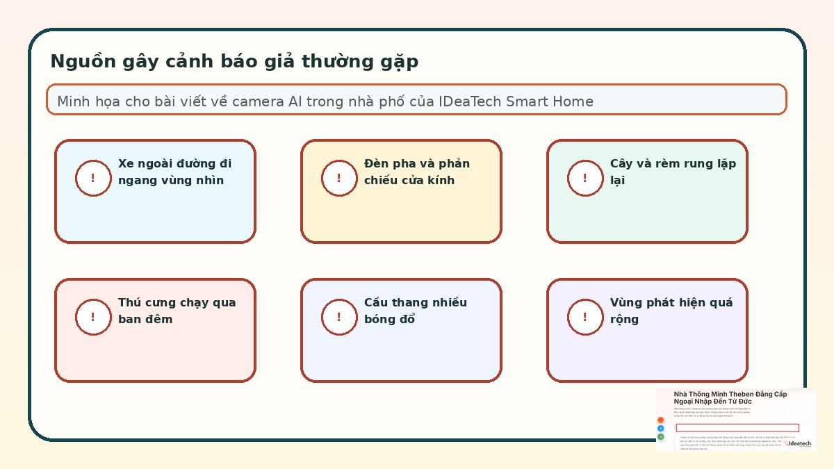 Những nguyên nhân phổ biến gây cảnh báo giả trên camera AI trong nhà phố