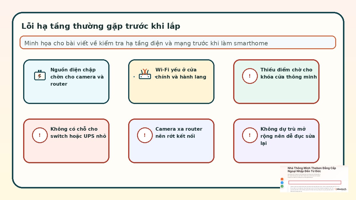 Những lỗi hạ tầng điện và mạng thường gặp trước khi triển khai smarthome