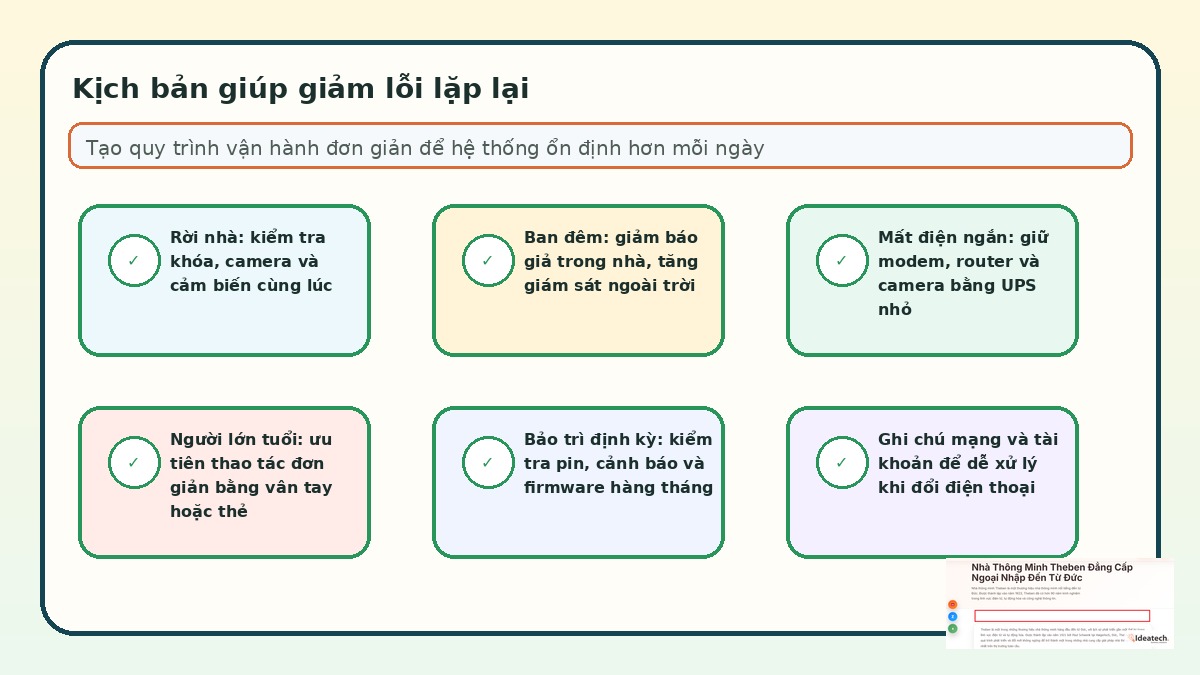 Kịch bản ứng dụng giúp giảm lỗi vận hành lặp lại trong hệ thống nhà thông minh