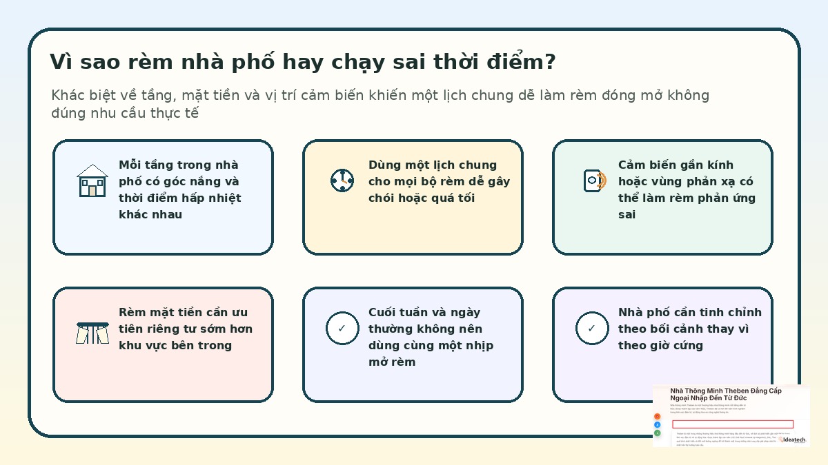 Những nguyên nhân làm rèm tự động đóng mở sai thời điểm trong nhà phố nhiều tầng
