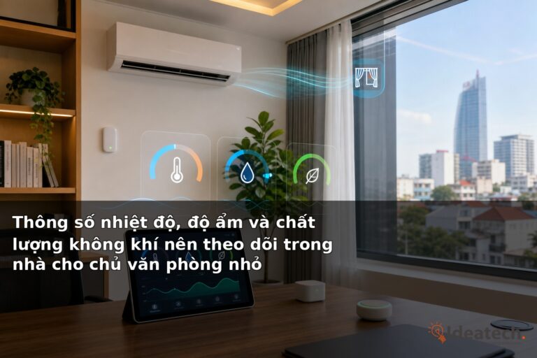 Thông số nhiệt độ, độ ẩm và chất lượng không khí nên theo dõi trong nhà cho chủ văn phòng nhỏ