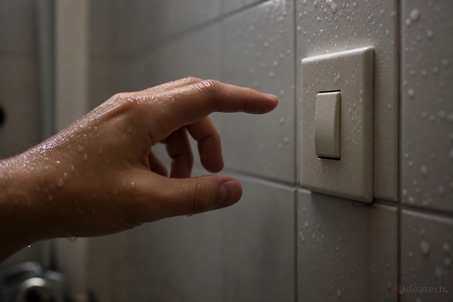 Người dùng gặp khó khăn khi bật đèn nhà tắm bằng tay ướt
