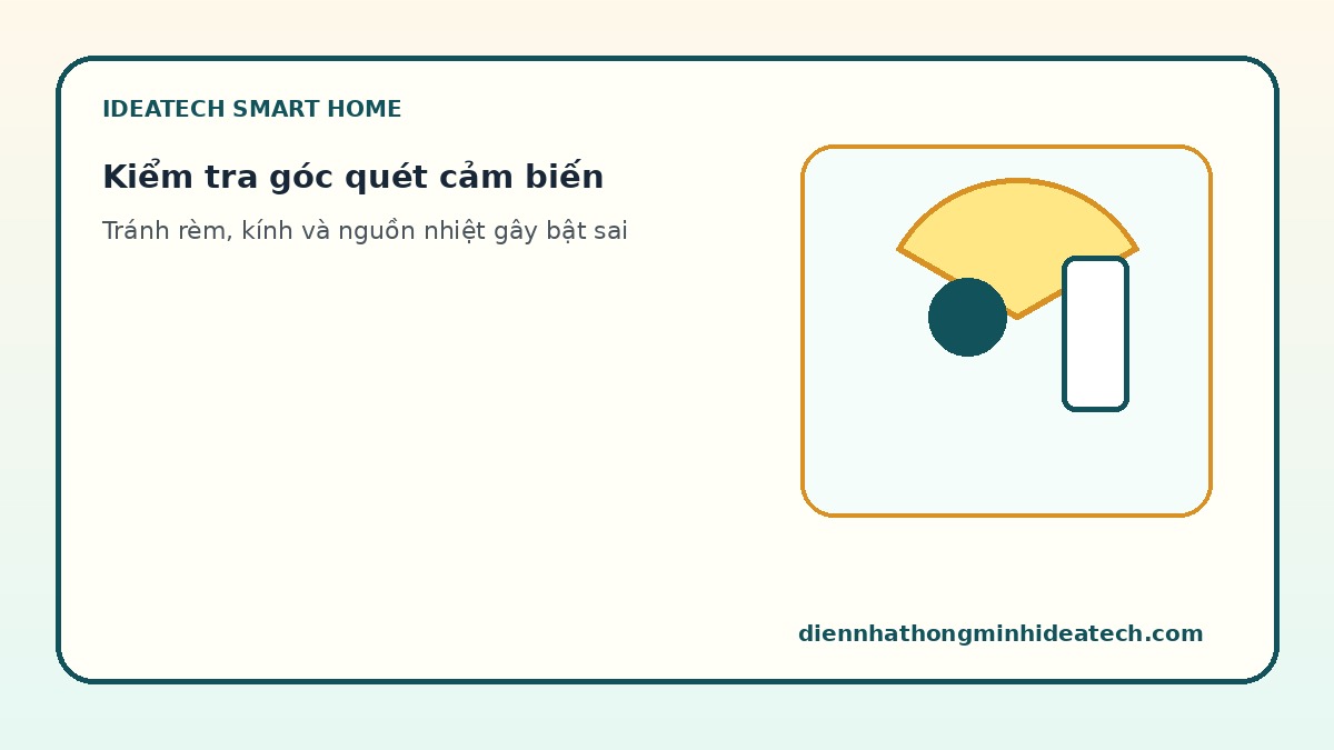 Kiểm tra vị trí cảm biến chuyển động và ánh sáng trước khi làm đèn thông minh