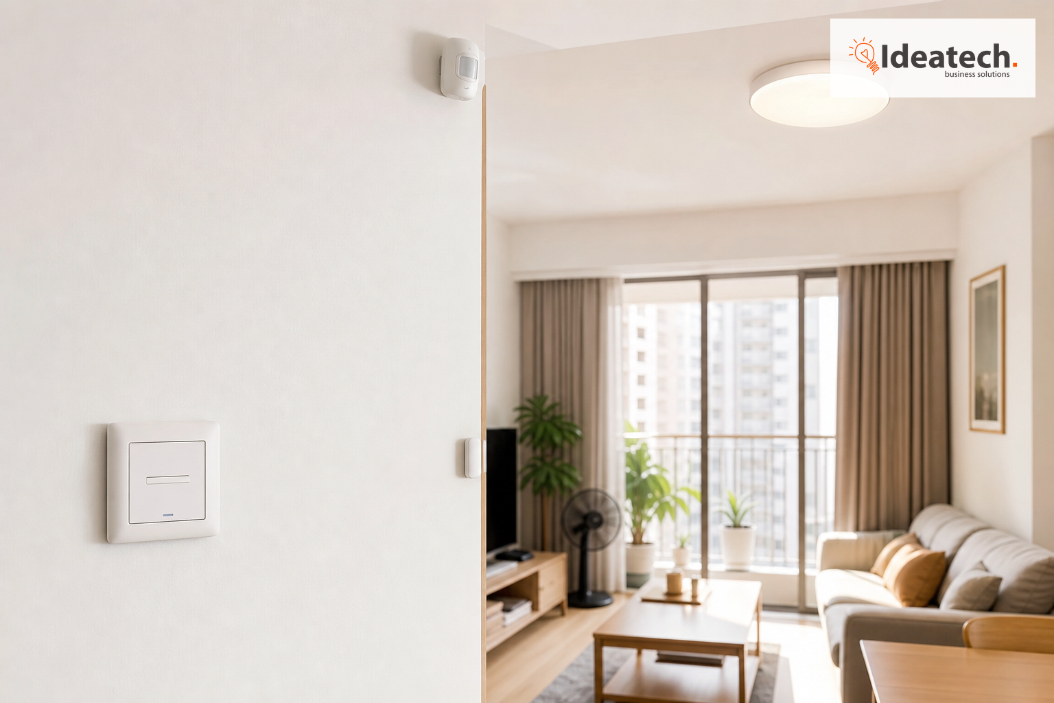 Công tắc không dây và cảm biến giúp hạn chế đục tường khi nâng cấp căn hộ.