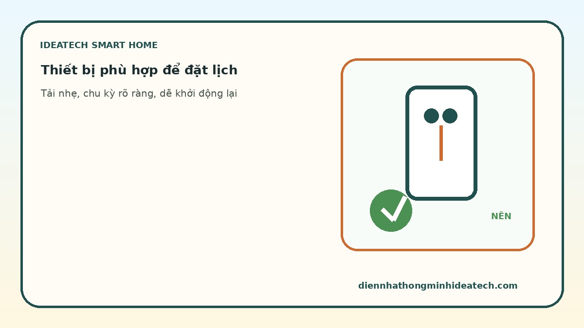 Thiết bị phù hợp để đặt lịch ổ cắm thông minh