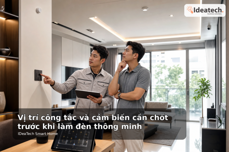 Vị trí công tắc và cảm biến cần chốt trước khi làm đèn thông minh